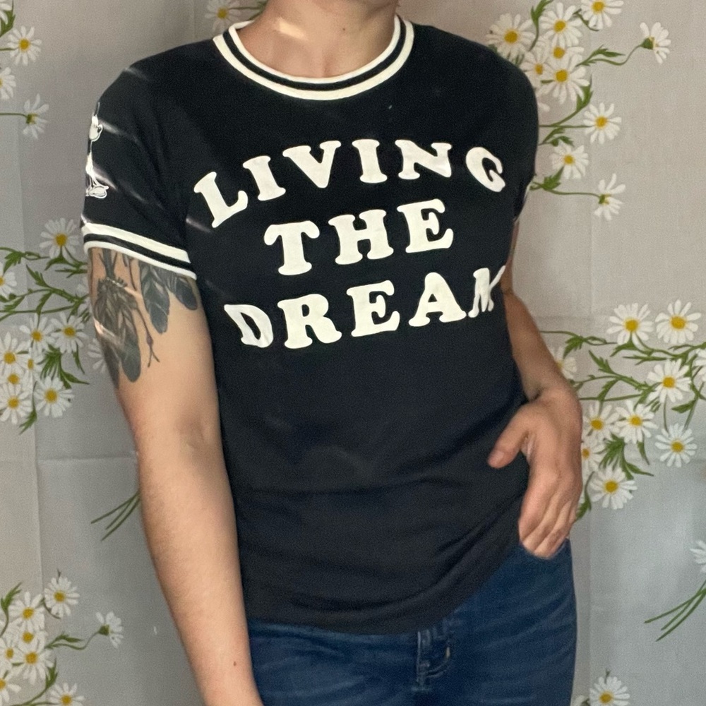 Junk Food Clothing Disney Mickey Mouse living the dream black white graphic tee - Picture 4 of 7